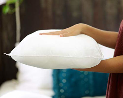 Picture of Set of 2-18 x 18 Premium Hypoallergenic Stuffer Pillow Insert Sham Square Form Polyester, Standard/White - Made in USA