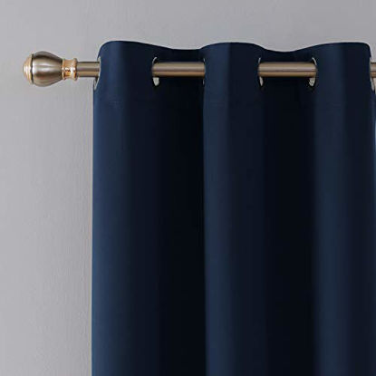 Picture of Deconovo Room Darkening Thermal Insulated Grommet Window Blackout Curtain Bedroom Navy Blue 42x84 Inch