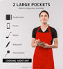 Picture of Syntus 2 Pack Adjustable Bib Apron Waterdrop Resistant with 2 Pockets Cooking Kitchen Aprons for BBQ Drawing, Women Men Chef, Red