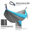 Picture of Kootek Camping Hammock Double & Single Portable Hammocks with 2 Tree Straps, Lightweight Nylon Parachute Hammocks for Backpacking, Travel, Beach, Backyard, Patio, Hiking (Grey & Sky Blue, Large)