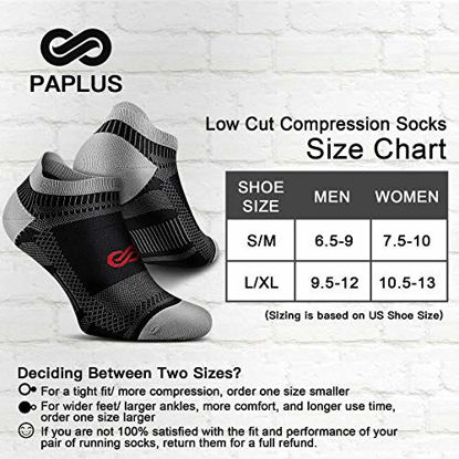 Picture of Compression Running Socks (6 Pairs) for Men and Women, Low Cut No Show Running Ankle CompressionSocks with Arch Support for Plantar Fasciitis, Cyling, Athletic, Flight, Travel, Nurses. Black S/M