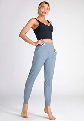 Picture of Dragon Fit Joggers for Women with Pockets,High Waist Workout Yoga Tapered Sweatpants Women's Lounge Pants (Joggers78-Demin Blue, X-Large)