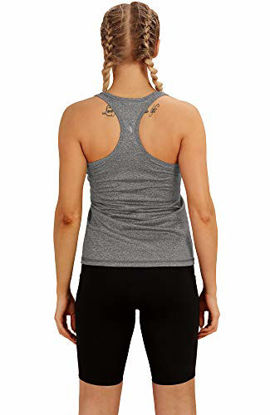 Picture of icyzone Workout Tank Tops for Women - Racerback Athletic Yoga Tops, Running Exercise Gym Shirts(Pack of 3) (Black/Gray/White, X-Small)
