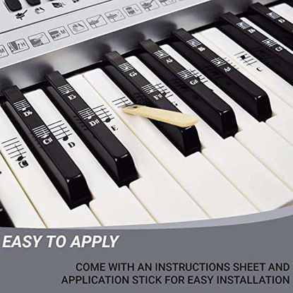 Picture of Piano and Keyboard Music Note Full Set Stickers for White and Black Keys; Transparent and Removable; Made in USA