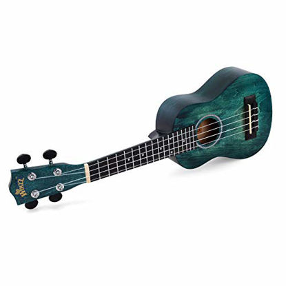 Picture of WINZZ 21 Inches Soprano Ukulele Vintage Hawaiian with Online Lessons, Bag, Tuner, Strap, Extra Strings, Fingerboard Sticker, Dark Hunter Green