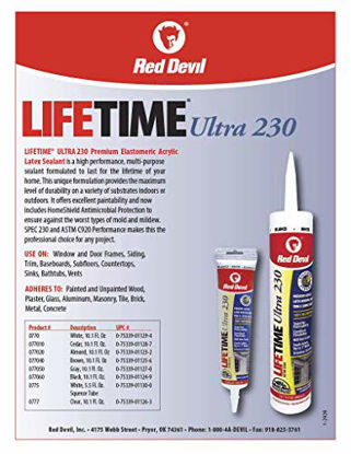 Picture of Red Devil 0777 230 Lifetime Ultra Premium Elastomeric Acrylic Latex Sealant, 10.1 oz, Clear, 10 Fl Oz