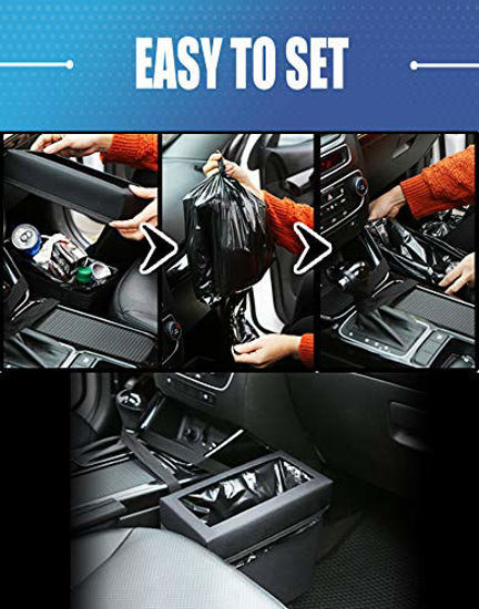 Picture of KMMOTORS Foldable Car Garbage Can Patented Car Wastebasket Comfortable Multifuntional Artificial Leather and Oxford Clothes Car Organizer Enough Storage for Garbage (Artificial Leather - Garbage can, 3- Big - Aladdin)