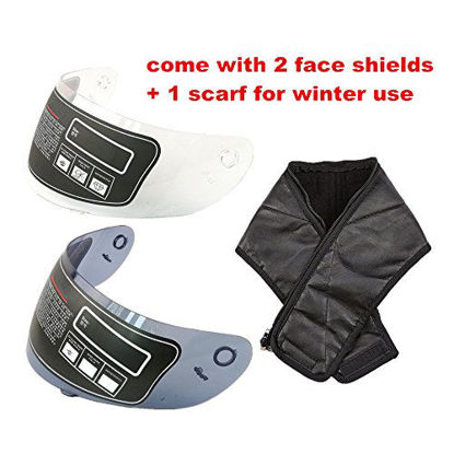 Picture of ILM Full Face Motorcycle Street Bike Helmet with Removable Winter Neck Scarf + 2 Visors DOT (S, Matte Black)