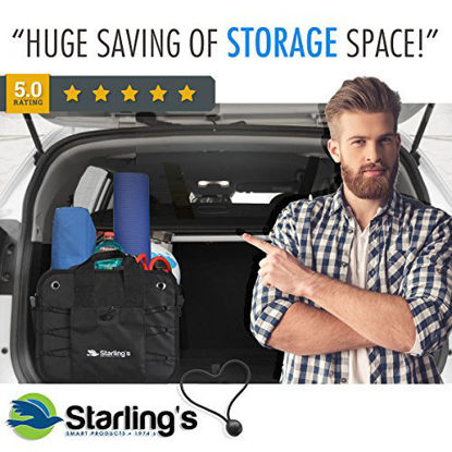 Picture of Starling's Car Trunk Organizer - Durable Storage SUV Cargo Organizer Adjustable (Black, 2 Compartments)