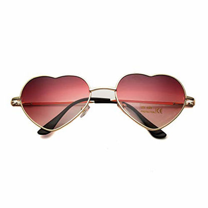 Picture of Dollger Red Heart Shape Sunglasses for Women Metal Fame Party Favor