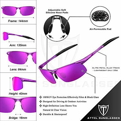 Picture of ATTCL Men's Fashion Driving Polarized Sunglasses for Men Al-Mg metal Frame 8177purple-purple