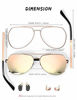 Picture of LUENX Women Aviator Sunglasses Polarized Shades Flexible Spring Hinge - Pink Mirror Lens Rose Gold Metal Frame 60mm