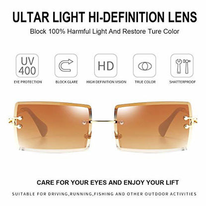 Picture of Dollger Rimless Rectangle Sunglasses for Women Fashion Frameless Square Glasses for Men Ultralight UV400 Eyewear Unisex 2pcs
