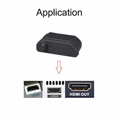 Picture of uxcell 10pcs HDMI Anti Dust Silicone Cover Port Protectors for Female Port 11mmx1.3mm Black