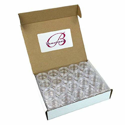 Picture of Beauticom 10G/10ML Round Clear Jars with Screw Cap Lids for Powdered Eyeshadow, Mineralized Makeup, Cosmetic Samples - BPA Free(40 Pieces)