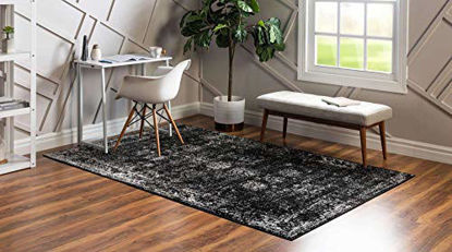 Picture of Unique Loom Sofia Collection Traditional Vintage Area Rug, 8' x 11', Black/Ivory