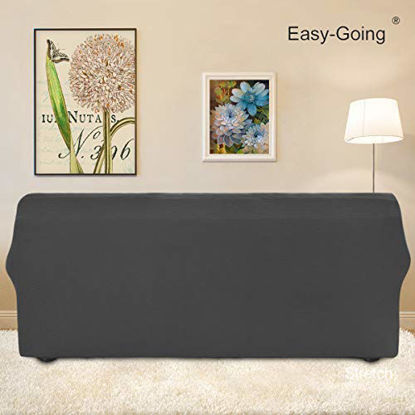 Picture of Easy-Going Stretch Sofa Slipcover 1-Piece Couch Sofa Cover Furniture Protector Soft with Elastic Bottom for Kids, Spandex Jacquard Fabric Small Checks(Sofa,Dark Gray)