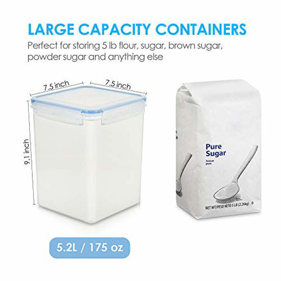 4 Large Food Storage Containers with Lids Airtight 5.2L /176Oz Sugar for Flour 