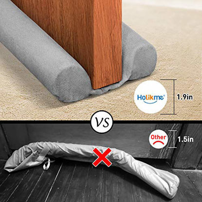 Picture of Holikme Twin Door Draft Stopper Weather Stripping Noise Blocker Window Breeze Blocker Adjustable Door Sweeps 34inch Grey