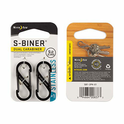 Picture of Nite Ize Size-1 S-Biner Dual Carabiner, Stainless-Steel, Black, 2-Pack