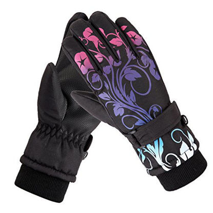 Picture of HighLoong Kids Waterproof Ski Snowboard Cold Weather Winter Gloves 5-Finger with 3M Thinsulate for Boys Girls (4/5)