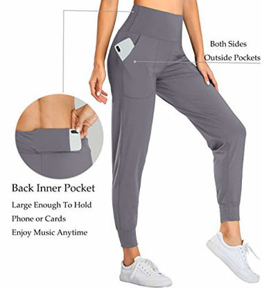 Oalka Womens Capri Joggers High Waist Pockets Running Sweatpants