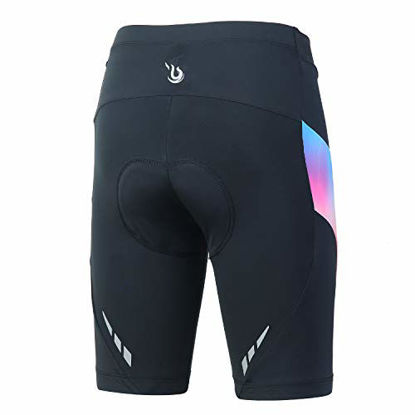 Picture of beroy Women Cycling Shorts with 4D Padding,Bike Shorts for Ladies(L Black+Print)