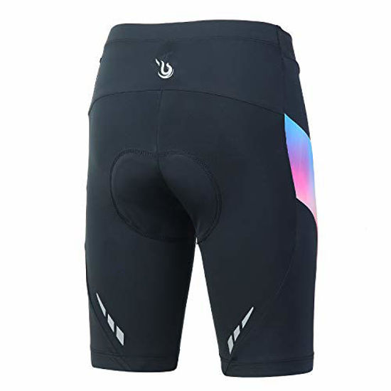 GetUSCart- beroy Women Cycling Shorts with 4D Padding,Bike Shorts for  Ladies(L Black+Print)
