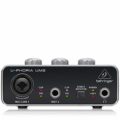 Picture of BEHRINGER Audio Interface, 1x XLR/TRS 1x 1/4" 2X RCA USB, Black, 1-Channel (UM2)