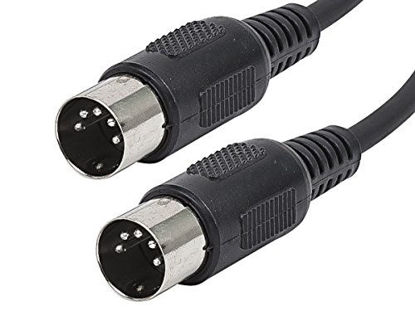 Picture of Monoprice 108532 MIDI Cable - 3 Feet - Black With Keyed 5-pin DIN Connector, Molded Connector Shells
