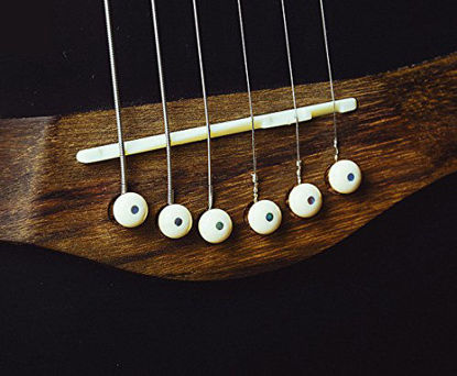 Picture of Blisstime 6 String Acoustic Guitar Bone Bridge Saddle and Nut and 6pcs Guitar Bone Bridge Pins Made of Real Bone
