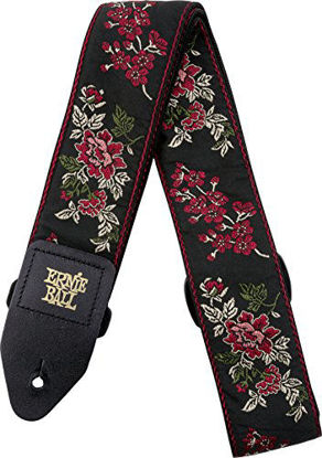 Picture of Ernie Ball Red Rose Jacquard Guitar Strap (P04142)