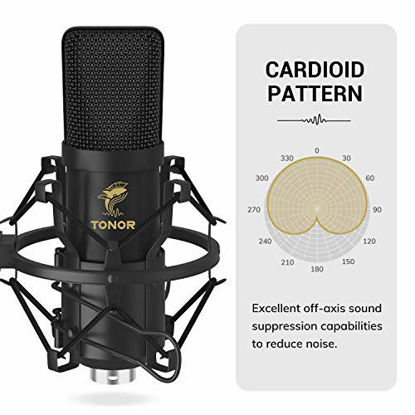 Picture of XLR Condenser Microphone, TONOR Professional Cardioid Studio Mic Kit with T20 Boom Arm, Shock Mount, Pop Filter for Recording, Podcasting, Voice Over, Streaming, Home Studio, YouTube (TC20)