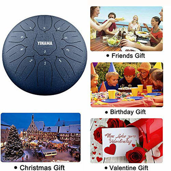 Picture of Yinama Steel Tongue Drum Percussion Instrument 11 Notes 12 inches
