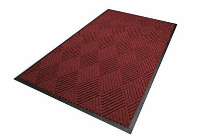 Picture of WaterHog Diamond | Commercial-Grade Entrance Mat with Rubber Border - Indoor/Outdoor, Quick Drying, Stain Resistant Door Mat (Red/Black, 3' x 5')