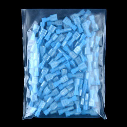 Picture of XHF 16-14 AWG Nylon Female Spade Connectors Quick Disconnect Wire Terminals Insulated Wire Crimp Connectors 100 Pcs Blue