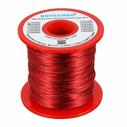 Picture of BNTECHGO 20 AWG Magnet Wire - Enameled Copper Wire - Enameled Magnet Winding Wire - 1.0 lb - 0.0315" Diameter 1 Spool Coil Red Temperature Rating 155 Widely Used for Transformers Inductors