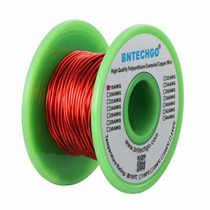 Picture of BNTECHGO 18 AWG Magnet Wire - Enameled Copper Wire - Enameled Magnet Winding Wire - 4 oz - 0.0393" Diameter 1 Spool Coil Red Temperature Rating 155 Widely Used for Transformers Inductors