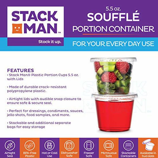 100 Sets - 5.5 Oz. Plastic Clear Portion Cups, Snack / Yogurt /Parfait