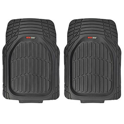 Picture of Motor Trend Original FlexTough Black Rubber Car Floor Mats with Cargo Liner - All Weather Automotive Floor Mats, Heavy Duty Trim to Fit Design, Odorless Floor Liners for Cars Truck Van SUV