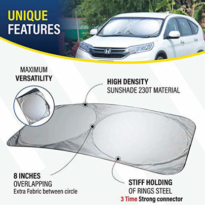Picture of EcoNour Windshield Sun Shade | Blocks UV Rays Sun Visor Protector, Sunshade to Keep Your Vehicle Cool and Damage Free, Easy to Use, Fits Most Windshields (Large)