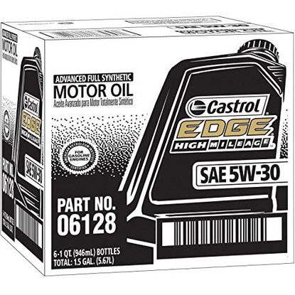 Picture of Castrol - 15979F-6PK EDGE High Mileage 5W-30 Advanced Full Synthetic Motor Oil, 1 Quart, 6 Pack, Black