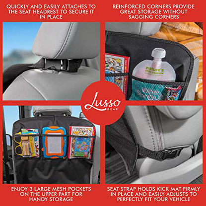 Picture of Lusso Gear Heavy Duty Kick Mats Back Seat Protector (2 Pk) - Sag Proof, Waterproof Car Back Seat Cover for Kids Who Make Big Messes | 3 Reinforced Storage Pockets, Premium Oxford Fabric