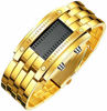 Picture of Binary Matrix Blue LED Digital Watch Mens Classic Creative Fashion Black Plated Wrist Watches (Gold)