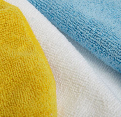 Picture of Amazon Basics Blue, White, and Yellow Microfiber Cleaning Cloths - Pack of 36