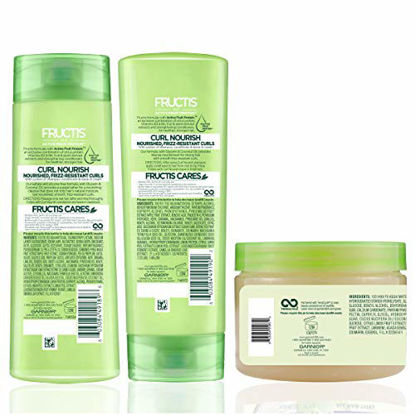 Picture of Garnier Hair Care Fructis Curl Nourish Shampoo, Conditioner, and Natural Styling Curl Treat Jelly, Nourish for Frizz Resistant Curls, Frizz Free Up to 24 Hours, Paraben Free, 1 Kit