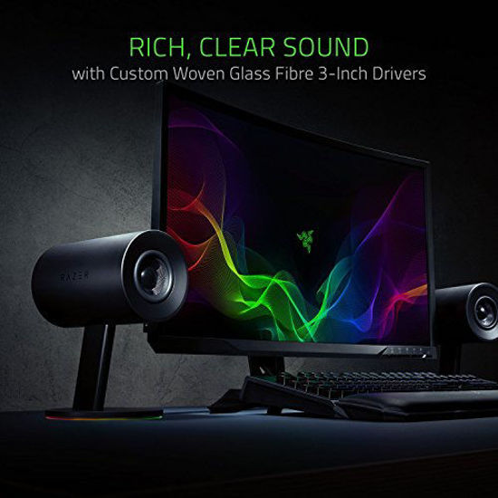 Picture of Razer Nommo Chroma: Custom Woven 3" Glass Fiber Drivers - Rear-Facing Bass Ports - Bass Knob w/ Automatic Gain Control - Razer Chroma Enabled - Full Range 2.0 PC Gaming Speakers, Black