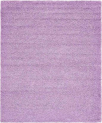 Picture of Unique Loom Solo Solid Shag Collection Modern Plush Lilac Area Rug (8' 0 x 10' 0)