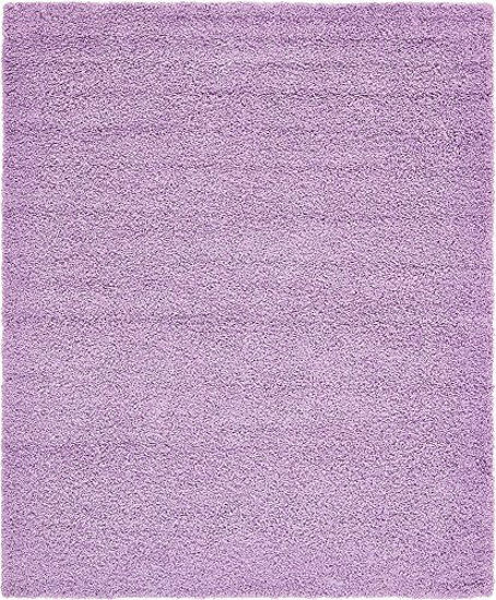 Picture of Unique Loom Solo Solid Shag Collection Modern Plush Lilac Area Rug (8' 0 x 10' 0)