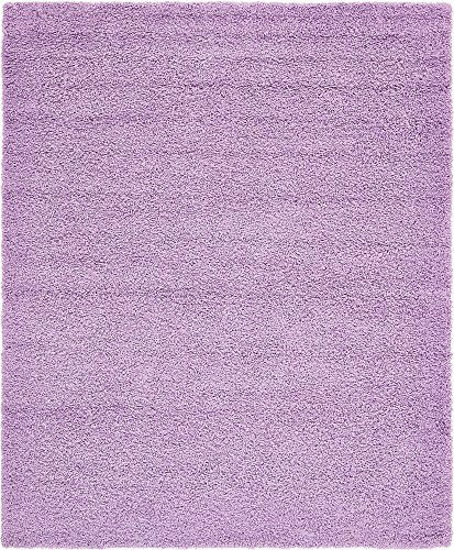 Picture of Unique Loom Solo Solid Shag Collection Modern Plush Lilac Area Rug (8' 0 x 10' 0)